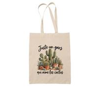 Otshirt Tote Bag Beige Juste un gars qui aime les cactus | Sac Coton Fairtrade 10 L Anses 70 cm | Courses Bureau Plage Marché | Idée Cadeau Jardinier Maîtresse Noël Départ