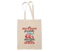 Otshirt Tote Bag Beige Loto Formidable | Sac Coton Fairtrade 10 L Anses 70 cm | Courses Bureau Plage Marché | Idée Cadeau Joueuse de Loto Maîtresse Noël Départ