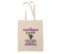 Otshirt Tote Bag Beige Vigne Formidable | Sac Coton Fairtrade 10 L Anses 70 cm | Courses Bureau Plage Marché | Idée Cadeau Vigneronne Maîtresse Noël Départ