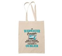 Otshirt Tote Bag Beige Webmaster Formidable | Sac Coton Fairtrade 10 L Anses 70 cm | Courses Bureau Plage Marché | Idée Cadeau Informaticien Maîtresse Noël Départ