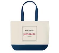 Otshirt Tote Bag Cavaliere Passionnee - Tote Bag - Idée Sac en Toile Cadeau Anniversaire Fête Original Famille Travail Départ Collègue Retraite Noël. - Bleu&Rose - 3