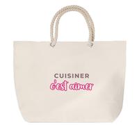 Otshirt Tote Bag Cuisiner Cest Aimer - Tote Bag - Idée Sac en Toile Cadeau Anniversaire Fête Original Famille Travail Départ Collègue Retraite Noël. - Violet&Rose - 2