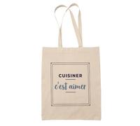 Otshirt Tote Bag Cuisiner Cest Aimer - Tote Bag - Idée Sac en Toile Cadeau Anniversaire Fête Original Famille Travail Départ Collègue Retraite Noël. - Bleu&Gris - 3