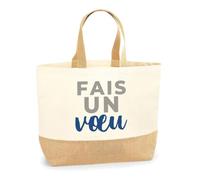 Otshirt Tote Bag Fais un Vœu - Tote Bag - Idée Sac en Toile Cadeau Anniversaire Fête Original Famille Travail Départ Collègue Retraite Noël. - Gris