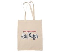 Otshirt Tote Bag Les Histoires de Papi - Tote Bag - Idée Sac en Toile Cadeau Anniversaire Fête Original Famille Travail Départ Collègue Retraite Noël. - Rose&Bleu - 2