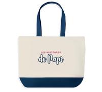 Otshirt Tote Bag Les Histoires de Papi - Tote Bag - Idée Sac en Toile Cadeau Anniversaire Fête Original Famille Travail Départ Collègue Retraite Noël. - Rose&Bleu - 2