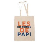 Otshirt Tote Bag Les Histoires de Papi - Tote Bag - Idée Sac en Toile Cadeau Anniversaire Fête Original Famille Travail Départ Collègue Retraite Noël. - Terracotta&Bleu - 1