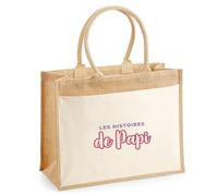 Otshirt Tote Bag Les Histoires de Papi - Tote Bag - Idée Sac en Toile Cadeau Anniversaire Fête Original Famille Travail Départ Collègue Retraite Noël. - Violet&Rose - 2