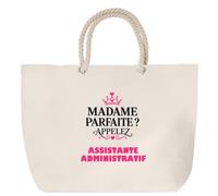 Otshirt Tote Bag Madame Parfaite Assistante administratif - Tote Bag - Idée Sac en Toile Cadeau Anniversaire Fête Original Famille Travail Départ Collègue Retraite Noël.