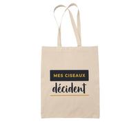 Otshirt Tote Bag Mes Ciseaux Decident - Tote Bag - Idée Sac en Toile Cadeau Anniversaire Fête Original Famille Travail Départ Collègue Retraite Noël. - Bleu&Jaune - 4
