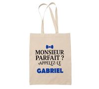 Otshirt Tote Bag Monsieur Parfait Gabriel - Tote Bag - Idée Sac en Toile Cadeau Anniversaire Fête Original Famille Travail Départ Collègue Retraite Noël.