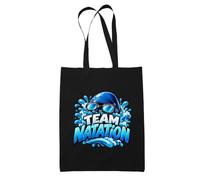 Otshirt Tote Bag Noir Team natation | modèle 1 | Sac Coton 10 L 37 × 42 cm Anses Longues | Courses Bureau Shopping | Idée Cadeau Nageur Nageuse Noël Départ Merci