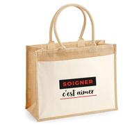 Otshirt Tote Bag Soigner Cest Aimer - Tote Bag - Idée Sac en Toile Cadeau Anniversaire Fête Original Famille Travail Départ Collègue Retraite Noël. - Noir&Rouge - 4