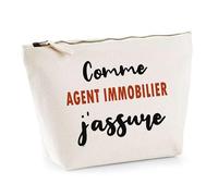 Otshirt Trousse comme Agent Immobilier J'assure - Pouch - Idée Pochette Personnalisable Cadeau Anniversaire Fête Original Famille Travail Départ Collègue Retraite Noël.