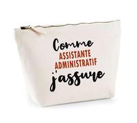 Otshirt Trousse comme Assistante administratif J'assure - Pouch - Idée Pochette Personnalisable Cadeau Anniversaire Fête Original Famille Travail Départ Collègue Retraite Noël.
