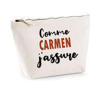 Otshirt Trousse comme Carmen J'assure - Pouch - Idée Pochette Personnalisable Cadeau Anniversaire Fête Original Famille Travail Départ Collègue Retraite Noël.