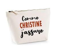 Otshirt Trousse comme Christine J'assure - Pouch - Idée Pochette Personnalisable Cadeau Anniversaire Fête Original Famille Travail Départ Collègue Retraite Noël.