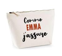Otshirt Trousse comme Emma J'assure - Pouch - Idée Pochette Personnalisable Cadeau Anniversaire Fête Original Famille Travail Départ Collègue Retraite Noël.