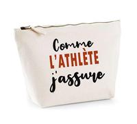 Otshirt Trousse comme l'athlète J'assure - Pouch - Idée Pochette Personnalisable Cadeau Anniversaire Fête Original Famille Travail Départ Collègue Retraite Noël.