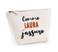 Otshirt Trousse comme Laura J'assure - Pouch - Idée Pochette Personnalisable Cadeau Anniversaire Fête Original Famille Travail Départ Collègue Retraite Noël.