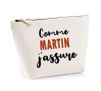 Otshirt Trousse comme Martin J'assure - Pouch - Idée Pochette Personnalisable Cadeau Anniversaire Fête Original Famille Travail Départ Collègue Retraite Noël.