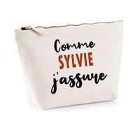 Otshirt Trousse comme Sylvie J'assure - Pouch - Idée Pochette Personnalisable Cadeau Anniversaire Fête Original Famille Travail Départ Collègue Retraite Noël.