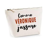 Otshirt Trousse comme Véronique J'assure - Pouch - Idée Pochette Personnalisable Cadeau Anniversaire Fête Original Famille Travail Départ Collègue Retraite Noël.