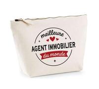 Otshirt Trousse de la Meilleure Agent Immobilier du Monde 1- Pouch - Idée Pochette Personnalisable Cadeau Anniversaire Fête Original Famille Travail Départ Collègue Retraite Noël.