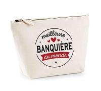 Otshirt Trousse de la Meilleure Banquière du Monde 1- Pouch - Idée Pochette Personnalisable Cadeau Anniversaire Fête Original Famille Travail Départ Collègue Retraite Noël.