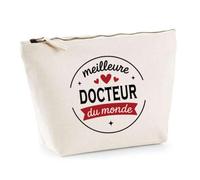 Otshirt Trousse de la Meilleure Docteur du Monde 1- Pouch - Idée Pochette Personnalisable Cadeau Anniversaire Fête Original Famille Travail Départ Collègue Retraite Noël.