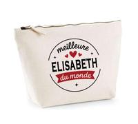 Otshirt Trousse de la Meilleure Elisabeth du Monde 1- Pouch - Idée Pochette Personnalisable Cadeau Anniversaire Fête Original Famille Travail Départ Collègue Retraite Noël.