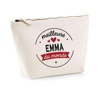 Otshirt Trousse de la Meilleure Emma du Monde 1- Pouch - Idée Pochette Personnalisable Cadeau Anniversaire Fête Original Famille Travail Départ Collègue Retraite Noël.