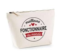 Otshirt Trousse de la Meilleure Fonctionnaire du Monde 1- Pouch - Idée Pochette Personnalisable Cadeau Anniversaire Fête Original Famille Travail Départ Collègue Retraite Noël.