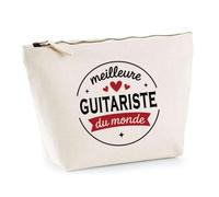 Otshirt Trousse de la Meilleure Guitariste du Monde 1- Pouch - Idée Pochette Personnalisable Cadeau Anniversaire Fête Original Famille Travail Départ Collègue Retraite Noël.