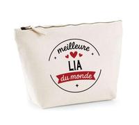 Otshirt Trousse de la Meilleure Lia du Monde 1- Pouch - Idée Pochette Personnalisable Cadeau Anniversaire Fête Original Famille Travail Départ Collègue Retraite Noël.