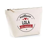 Otshirt Trousse de la Meilleure Lola du Monde 1- Pouch - Idée Pochette Personnalisable Cadeau Anniversaire Fête Original Famille Travail Départ Collègue Retraite Noël.