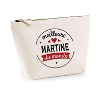 Otshirt Trousse de la Meilleure Martine du Monde 1- Pouch - Idée Pochette Personnalisable Cadeau Anniversaire Fête Original Famille Travail Départ Collègue Retraite Noël.