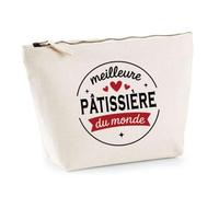 Otshirt Trousse de la Meilleure Pâtissière du Monde 1- Pouch - Idée Pochette Personnalisable Cadeau Anniversaire Fête Original Famille Travail Départ Collègue Retraite Noël.