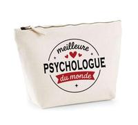 Otshirt Trousse de la Meilleure Psychologue du Monde 1- Pouch - Idée Pochette Personnalisable Cadeau Anniversaire Fête Original Famille Travail Départ Collègue Retraite Noël.