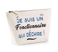 Otshirt Trousse d'un Fonctionnaire Qui déchire - Pouch - Idée Pochette Personnalisable Cadeau Anniversaire Fête Original Famille Travail Départ Collègue Retraite Noël.