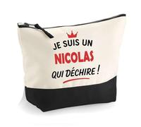Otshirt Trousse d'un Nicolas Qui déchire 2- Pouch - Idée Pochette Personnalisable Cadeau Anniversaire Fête Original Famille Travail Départ Collègue Retraite Noël.