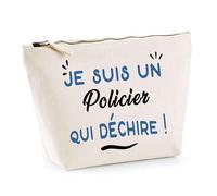 Otshirt Trousse d'un Policier Qui déchire - Pouch - Idée Pochette Personnalisable Cadeau Anniversaire Fête Original Famille Travail Départ Collègue Retraite Noël.