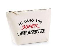 Otshirt Trousse d'un Super Chef de Service - Pouch - Idée Pochette Personnalisable Cadeau Anniversaire Fête Original Famille Travail Départ Collègue Retraite Noël.