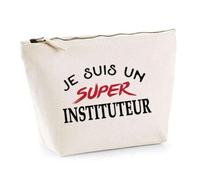 Otshirt Trousse d'un Super Instituteur - Pouch - Idée Pochette Personnalisable Cadeau Anniversaire Fête Original Famille Travail Départ Collègue Retraite Noël.