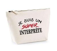 Otshirt Trousse d'un Super Interprète - Pouch - Idée Pochette Personnalisable Cadeau Anniversaire Fête Original Famille Travail Départ Collègue Retraite Noël.