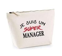 Otshirt Trousse d'un Super Manager - Pouch - Idée Pochette Personnalisable Cadeau Anniversaire Fête Original Famille Travail Départ Collègue Retraite Noël.