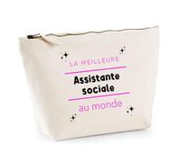 Otshirt Trousse La Meilleure Assistante Sociale au Monde 2 - Idée Rangement Cadeau Cadeau Anniversaire Fête Original Famille Travail Départ Collègue Retraite Noël. - Taille Unique
