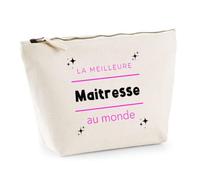 Otshirt Trousse La Meilleure Maitresse au Monde 2 - Pouch Case - Idée Trousse Rangement Cadeau Anniversaire Fête Original Famille Travail Départ Collègue Retraite Noël.
