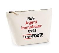 Otshirt Trousse Ma Agent Immobilier Cest la Plus Forte - Idée Rangement Cadeau Cadeau Anniversaire Fête Original Famille Travail Départ Collègue Retraite Noël. - Taille Unique