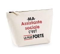 Otshirt Trousse Ma Assistante Sociale Cest la Plus Forte - Idée Rangement Cadeau Cadeau Anniversaire Fête Original Famille Travail Départ Collègue Retraite Noël. - Taille Unique